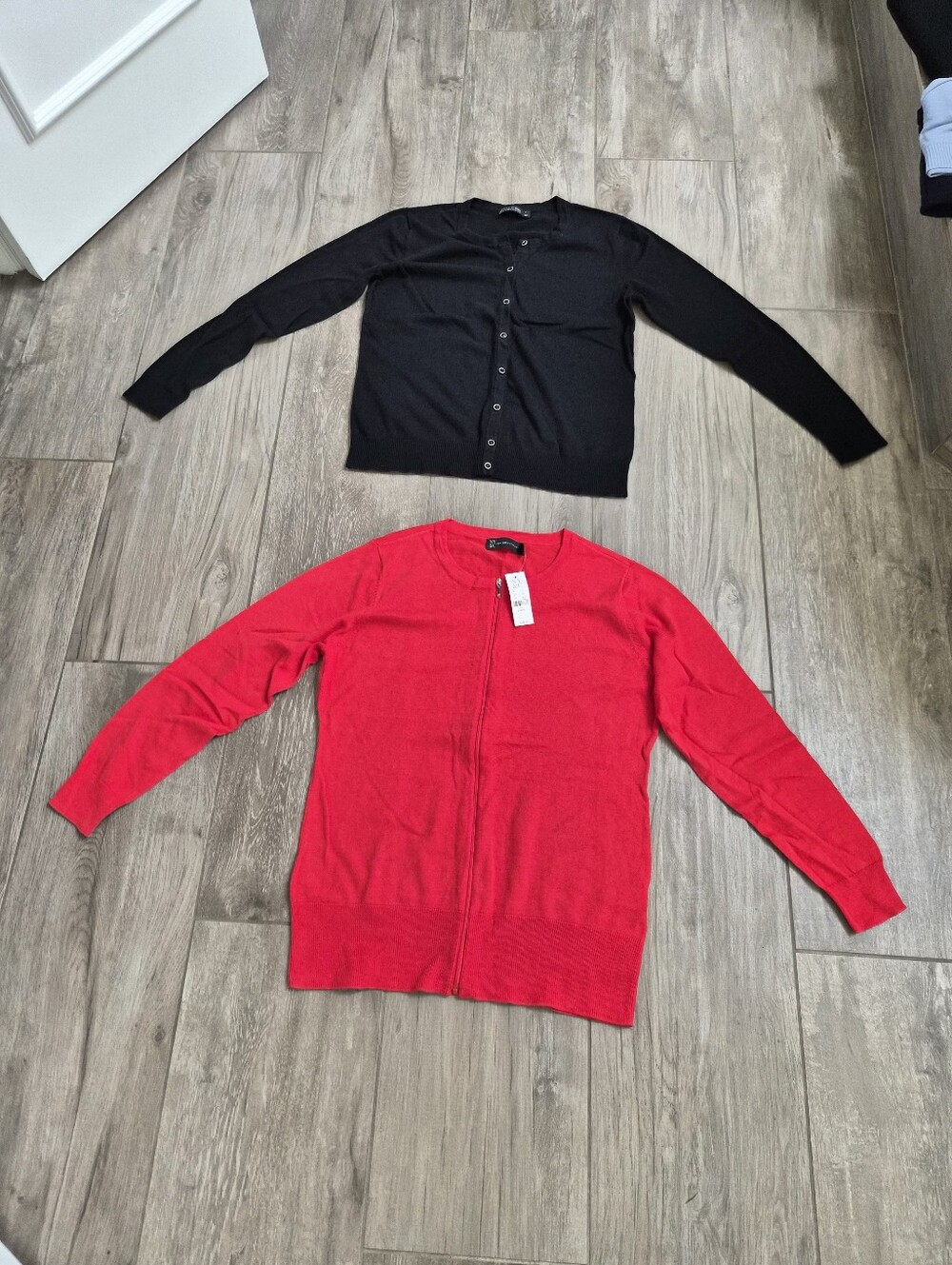 NY & Company Crewneck Cardigan - Black  and NWT Red - 2 Women Sweaters